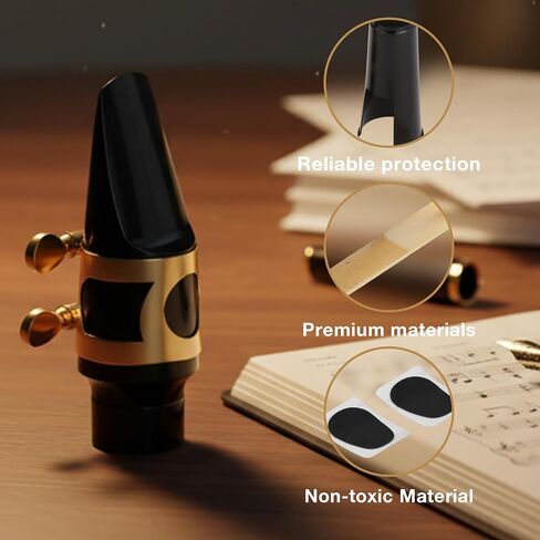 Alto Saxophone Mouthpiece Kit with Cap and Gold Metal Ligature, Includes Size 2.5 Reed & Cushions, Durable Replacement Set for Student Beginners in Kuwait