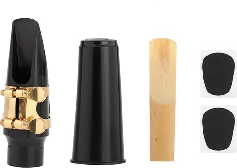 Alto Saxophone Mouthpiece Kit with Cap and Gold Metal Ligature, Includes Size 2.5 Reed & Cushions, Durable Replacement Set for Student Beginners in Kuwait
