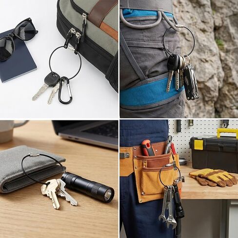 60PCS Stainless Steel Wire Ring Cable, 5.9 Inches Keychain, Heavy Duty Luggage Tags Loops 1.5mm Twist Barrel Tag Keepers Keychain Loop for Hanging Luggage Tag Keyrings ID Keepers in Kuwait