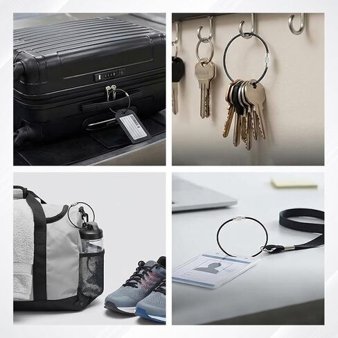 60PCS Stainless Steel Wire Ring Cable, 5.9 Inches Keychain, Heavy Duty Luggage Tags Loops 1.5mm Twist Barrel Tag Keepers Keychain Loop for Hanging Luggage Tag Keyrings ID Keepers in Kuwait