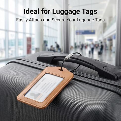 60PCS Stainless Steel Wire Ring Cable, 5.9 Inches Keychain, Heavy Duty Luggage Tags Loops 1.5mm Twist Barrel Tag Keepers Keychain Loop for Hanging Luggage Tag Keyrings ID Keepers in Kuwait