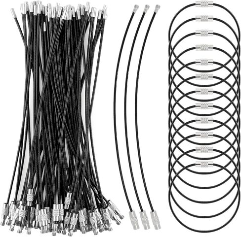 60PCS Stainless Steel Wire Ring Cable, 5.9 Inches Keychain, Heavy Duty Luggage Tags Loops 1.5mm Twist Barrel Tag Keepers Keychain Loop for Hanging Luggage Tag Keyrings ID Keepers in Kuwait