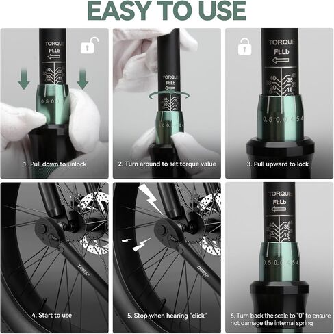 DISEN 9PCS Click Torque Wrench Set 1/4" 3/8" 1/2" Drive 20-220 In.lb, 5-45 Ft.lb, 10-170 Ft.lb with 6 Adapters, ±3% Accuracy, 72-Tooth, Dual Scale, Storage Case for Bike, Motorcycle, Car, Truck Repair in Kuwait
