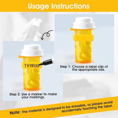 18 PCS Clips for Pill Bottles Portable Medicine Bottle Label Clips for Easy Medication Identification with 2 Pens in Kuwait