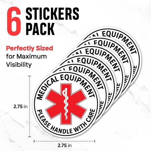 | 6 Pcs Medical Equipment Sticker – Size 2.75" – Strong Adhesive, Durable, Weatherproof Medical Sticker. Perfect Medical Alert Stickers in Kuwait
