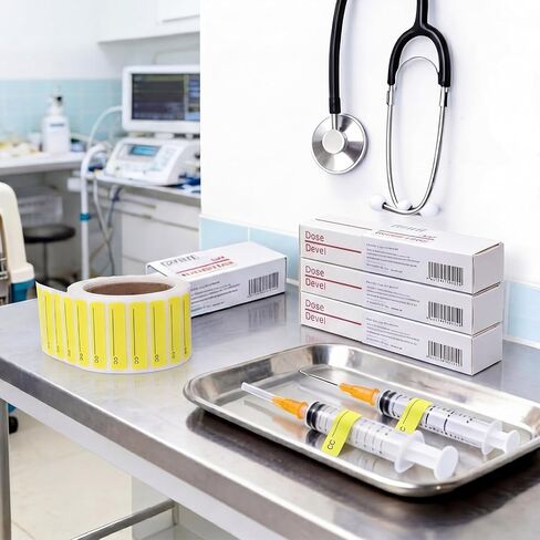1000 Pcs Veterinary Drug Syringe Label 1.25" W x 5/16" H Roll Medication Labels for Use on Standard Syringes Animal Hospitals, Veterinary Clinics in Saudi Arabia