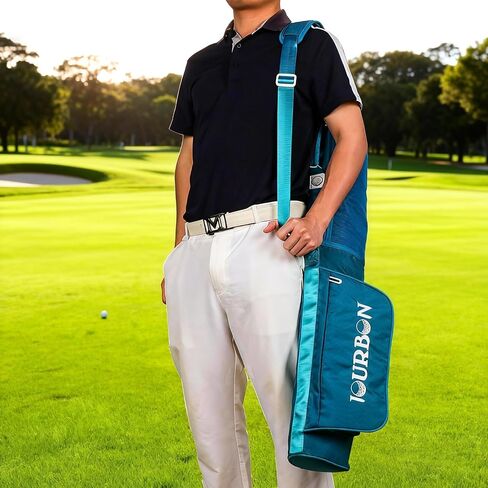 TOURBON Foldable Golf Carry Bag Holds 6-10 Clubs for Walking Golfers | Lightweight Golf Bag with Pockets，Adjustable Shoulder Strap, Carry Handle, for Casual Rounds and Practice in Kuwait