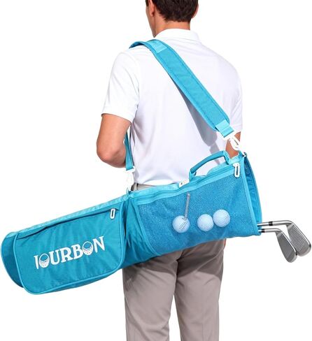TOURBON Foldable Golf Carry Bag Holds 6-10 Clubs for Walking Golfers | Lightweight Golf Bag with Pockets，Adjustable Shoulder Strap, Carry Handle, for Casual Rounds and Practice in Kuwait