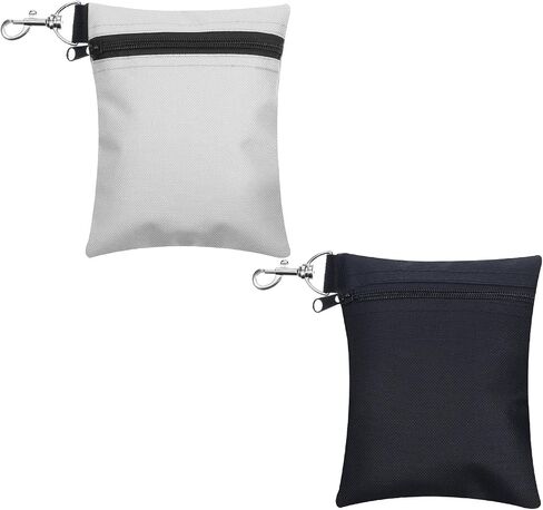 2 PCS Golf Tee Pouch, Golf Tee Bag with Zipper Metal Lobster Claw Clip (Black, Gray, 6.73 x 5.39 in) in Kuwait