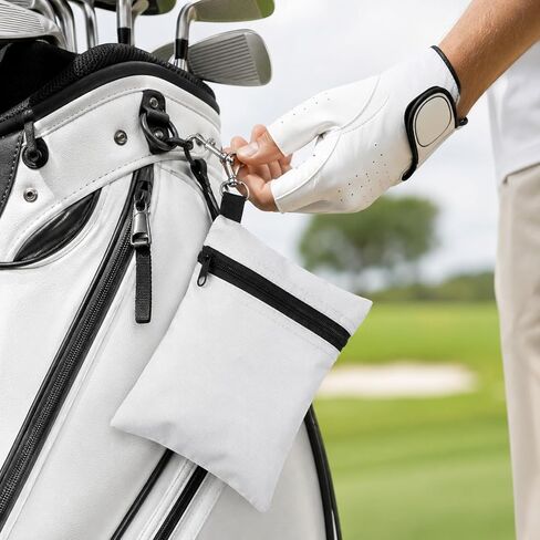 2 PCS Golf Tee Pouch, Golf Tee Bag with Zipper Metal Lobster Claw Clip (Black, Gray, 6.73 x 5.39 in) in Kuwait