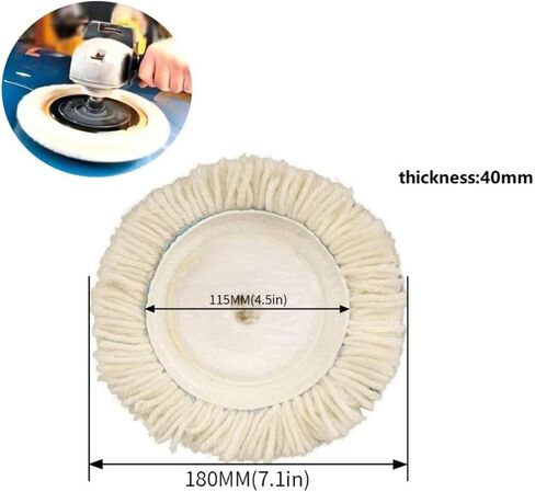 FABULETTA 7 Inch Wool Polishing Bonnet Pad Soft Natural Fiber for Fine Buffing Furniture Car Vehicle Wheels Hardware 180mm Electric Pneumatic Grinder Accessory White in Kuwait