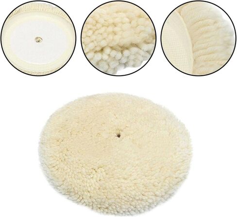 FABULETTA 7 Inch Wool Polishing Bonnet Pad Soft Natural Fiber for Fine Buffing Furniture Car Vehicle Wheels Hardware 180mm Electric Pneumatic Grinder Accessory White in Kuwait