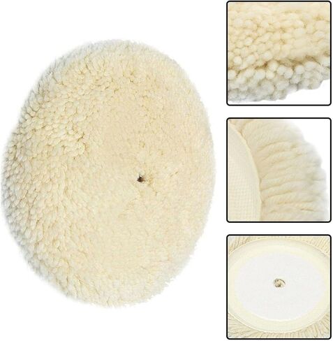 FABULETTA 7 Inch Wool Polishing Bonnet Pad Soft Natural Fiber for Fine Buffing Furniture Car Vehicle Wheels Hardware 180mm Electric Pneumatic Grinder Accessory White in Kuwait