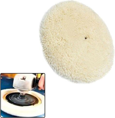 FABULETTA 7 Inch Wool Polishing Bonnet Pad Soft Natural Fiber for Fine Buffing Furniture Car Vehicle Wheels Hardware 180mm Electric Pneumatic Grinder Accessory White in Kuwait