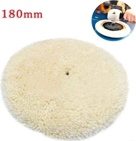 FABULETTA 7 Inch Wool Polishing Bonnet Pad Soft Natural Fiber for Fine Buffing Furniture Car Vehicle Wheels Hardware 180mm Electric Pneumatic Grinder Accessory White in Kuwait