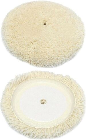 FABULETTA 7 Inch Wool Polishing Bonnet Pad Soft Natural Fiber for Fine Buffing Furniture Car Vehicle Wheels Hardware 180mm Electric Pneumatic Grinder Accessory White in Kuwait