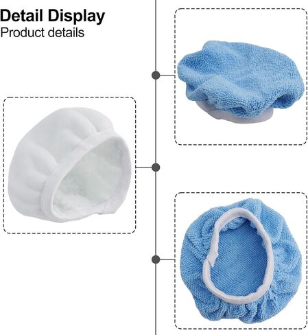 8-Pack 5-6 Inch Car Polisher Bonnets Microfiber and Synthetic Fleece Pads for Buffer and Waxing, Washable Reusable Covers with Tie-On Band in Blue and White in Kuwait