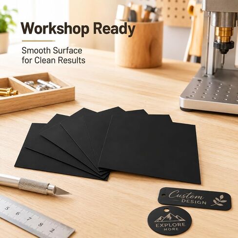 Garneck 5Pcs Black Anodized Aluminum Sheet: 3.93in Metal Blanks for DIY Crafting - Laser Engraving Plates Sign Panel for Handmade Home Decor, Workshop Use, Smooth Surfaces in Kuwait