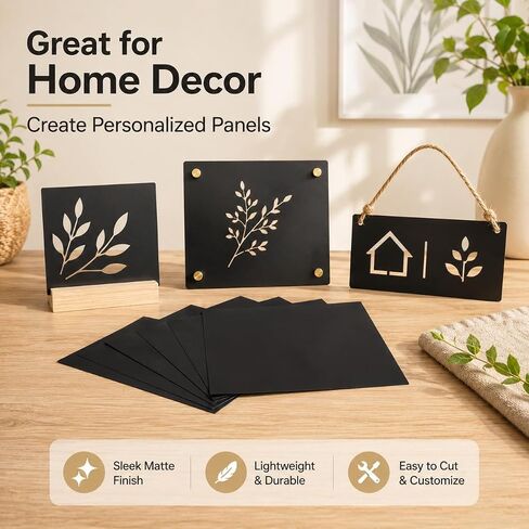 Garneck 5Pcs Black Anodized Aluminum Sheet: 3.93in Metal Blanks for DIY Crafting - Laser Engraving Plates Sign Panel for Handmade Home Decor, Workshop Use, Smooth Surfaces in Kuwait