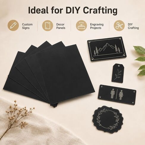 Garneck 5Pcs Black Anodized Aluminum Sheet: 3.93in Metal Blanks for DIY Crafting - Laser Engraving Plates Sign Panel for Handmade Home Decor, Workshop Use, Smooth Surfaces in Kuwait