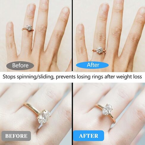 Xixter Ring Sizers للحلقات الفضفاضة ، تقلل من الحجم بمقدار 0.5-1 دون تغيير حجم الحلقات ، وضابط الفواصل الخاتم غير المرئي للرجال والنساء ، ولم يأتوا أبدًا ودوران ، 14 Pack 2 Styles in Kuwait