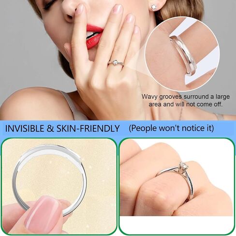 Xixter Ring Sizers للحلقات الفضفاضة ، تقلل من الحجم بمقدار 0.5-1 دون تغيير حجم الحلقات ، وضابط الفواصل الخاتم غير المرئي للرجال والنساء ، ولم يأتوا أبدًا ودوران ، 14 Pack 2 Styles in Kuwait