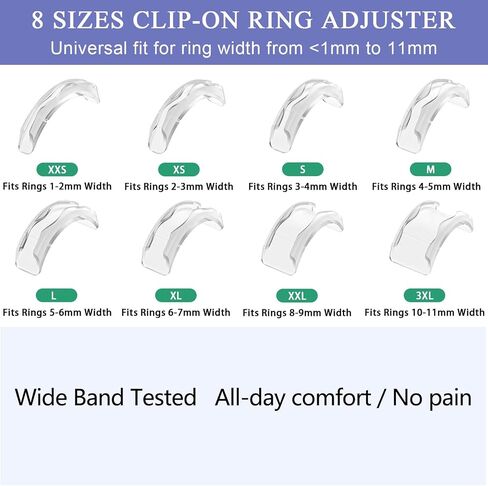 Xixter Ring Sizers للحلقات الفضفاضة ، تقلل من الحجم بمقدار 0.5-1 دون تغيير حجم الحلقات ، وضابط الفواصل الخاتم غير المرئي للرجال والنساء ، ولم يأتوا أبدًا ودوران ، 14 Pack 2 Styles in Kuwait