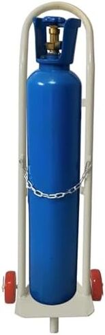 Oxygen Tank Bracket Holds-Welding Oxygen Tank Cart on Wheels, Heavy-Duty Steel Trolley for Safe Transportation and Storage of Gas Cylinders,（White,H-95cm(37 3/8")） in Kuwait