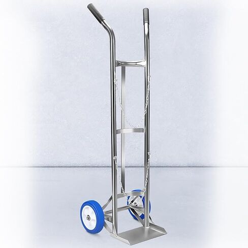 304 Stainless Steel Oxygen Tank Cylinder Cart, Foldable Gas Cylinder Holder with Wheels, 4-Wheeled Dolly for Laboratories and Factories, Heavy-Duty Transport Solution in Kuwait