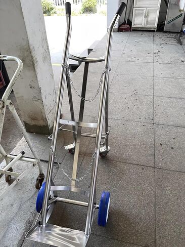 304 Stainless Steel Oxygen Tank Cylinder Cart, Foldable Gas Cylinder Holder with Wheels, 4-Wheeled Dolly for Laboratories and Factories, Heavy-Duty Transport Solution in Kuwait