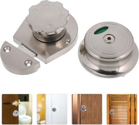 Vaguelly Public Restroom Door Lock Latch with Privacy Indicator, Zinc Alloy Bathroom Lock Bolt for Toilet Partitions, Versatile and Easy Installation, Silver Finish in Kuwait