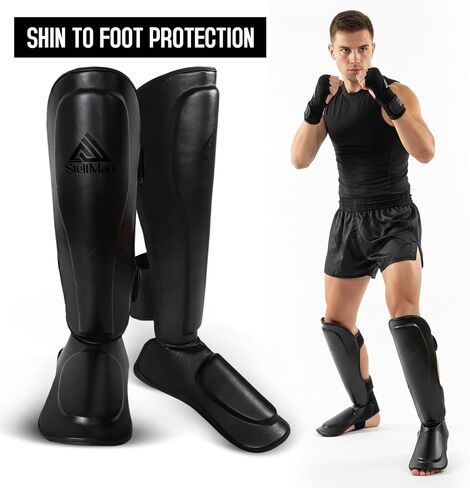 MMA Shin Guards for Men & Women | Lightweight Kickboxing Shin Pads with Foot Protection | Muay Thai, Sparring, Martial Arts & MMA Training Gear in Kuwait