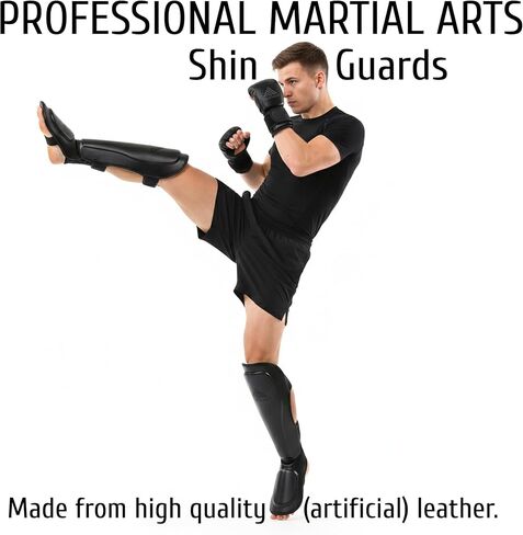 MMA Shin Guards for Men & Women | Lightweight Kickboxing Shin Pads with Foot Protection | Muay Thai, Sparring, Martial Arts & MMA Training Gear in Kuwait