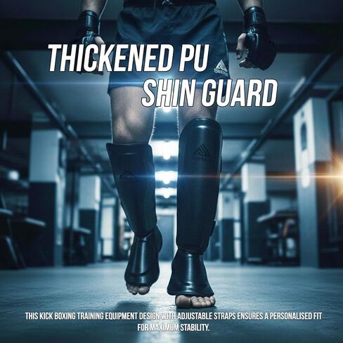 MMA Shin Guards for Men & Women | Lightweight Kickboxing Shin Pads with Foot Protection | Muay Thai, Sparring, Martial Arts & MMA Training Gear in Kuwait