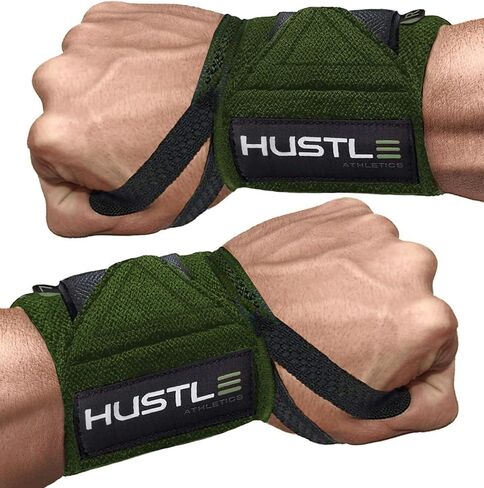 أغطية معصم Hustle Athletics لرفع الأثقال، أشرطة دعم معصم مقاس 18 بوصة معتمدة من USPA لضغط مقاعد البدلاء، القرفصاء والضغط العلوي، أغطية رياضية شديدة التحمل للرجال والنساء in Kuwait