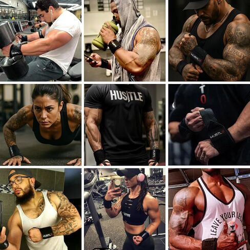 أغطية معصم Hustle Athletics لرفع الأثقال، أشرطة دعم معصم مقاس 18 بوصة معتمدة من USPA لضغط مقاعد البدلاء، القرفصاء والضغط العلوي، أغطية رياضية شديدة التحمل للرجال والنساء in Kuwait