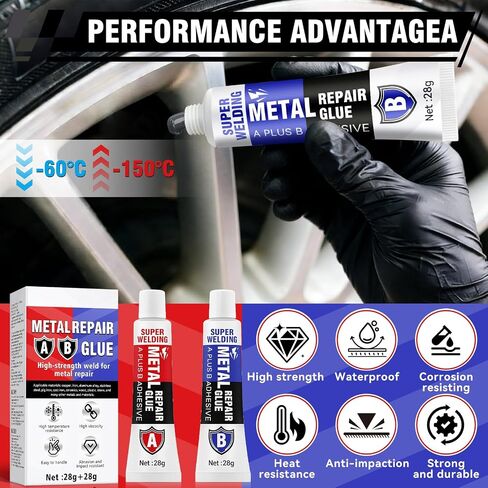 Liquid Metal Weld Repair Paste, Metal Glue Heavy Duty Waterproof, Heat and Cold Resistance, Epoxy Industrial Metal Glue for All Purpose Repairs for Metal, Plastic, Steel, Ceramics in Kuwait