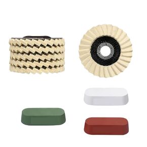 8-Piece Wool Polishing Wheel Set with Compounds, 4-1/2" Felt Flap Disc for Angle Grinder, Efficient Heat Dissipation, Works on Car Wheels, Metal & Stone in Kuwait