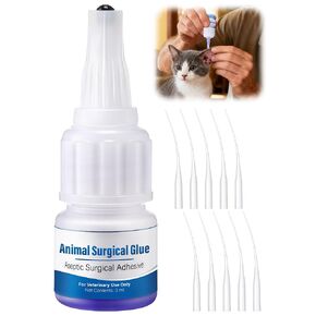 Veterinary Surgical Skin Glue, Strong Surgical Adhesive with 10 Precise Applicators, Blue Tinted Fast Acting Waterproof Wound Closure for Pets Dogs Cats, Pain Free & Stress Free(1 Pack,3ml) in Kuwait