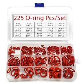Silicone Rubber O-Ring Combination kit 225 Pieces (red) | 15 size metric VMQ sealing gasket set in Kuwait