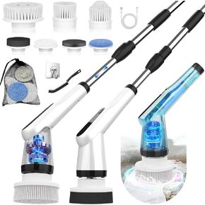 WKY-Electric Spin Scrubber - منظف دش مقاوم للماء 10 في 1 IPX7، مقبض قابل للسحب وسرعتان للمرحاض والحمام وحوض الاستحمام وأرضيات البلاط in Kuwait