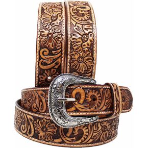 CHALLENGER Men's 1-1/2" Wide Leather Casual Jean Belt Classic Tooled in Kuwait
