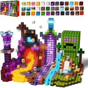 150 PCS Magnetic Blocks Building Toys, Magnetic Building Blocks with Light, Princess & Knight Theme with Flash Cubes, STEM Sensory Stacking Build Mine Set for Kid Age 3+ (150pcs with 15 Flashing Cubes in Kuwait