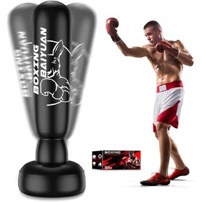 Standing Punching Bag for Adults Teens, Inflatable Boxing Bag with Stand, Kick Boxing Training Equipment for MMA, Muay Thai, Kickboxing in Kuwait