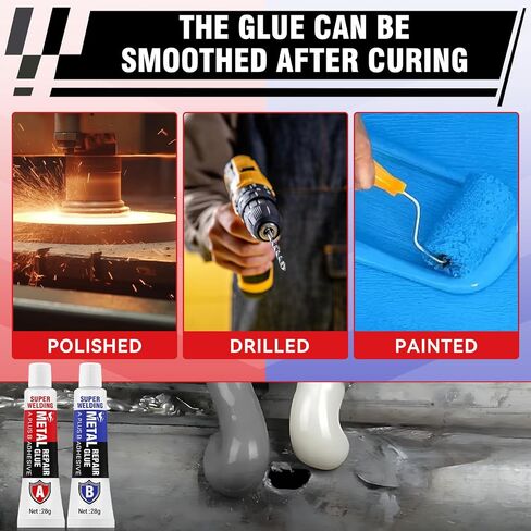 Liquid Metal Weld Repair Paste, Metal Glue Heavy Duty Waterproof, Heat and Cold Resistance, Epoxy Industrial Metal Glue for All Purpose Repairs for Metal, Plastic, Steel, Ceramics in Kuwait