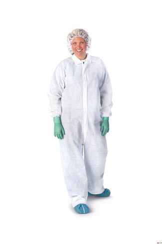 أغطية Medline Spunbond من مادة البولي بروبيلين ثقيلة الوزن مع معصمين مرنين وكاحل مفتوح، مقاس 3XL، أبيض، علبة مكونة من 25 قطعة in Kuwait