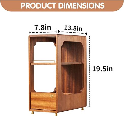 Coffee Bar Organizer for Countertop, 2-Tier Walnut Wood Coffee Station Organizer with Open Shelf, Coffee Mug Holder & Syrup Rack for Small Coffee Bar Decor in Kuwait