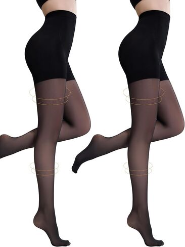 Yilanmy Compression Pantyhose for Women 10-15mmHg Support Hose Compression Tights 30D Sheer Stockings 2 Pairs in Saudi Arabia