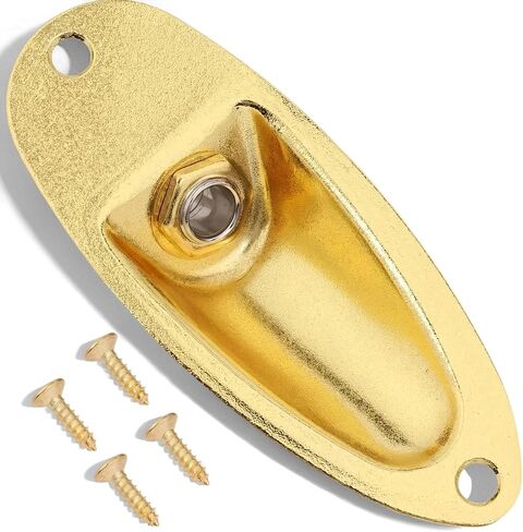 Boat Style 1/4 Inch Guitar Input Jack Socket Plate with 4 Screws Compatible with Fender Stratocaster Strat ST Mono Electric Guitar Replacement Parts (Black) in Saudi Arabia