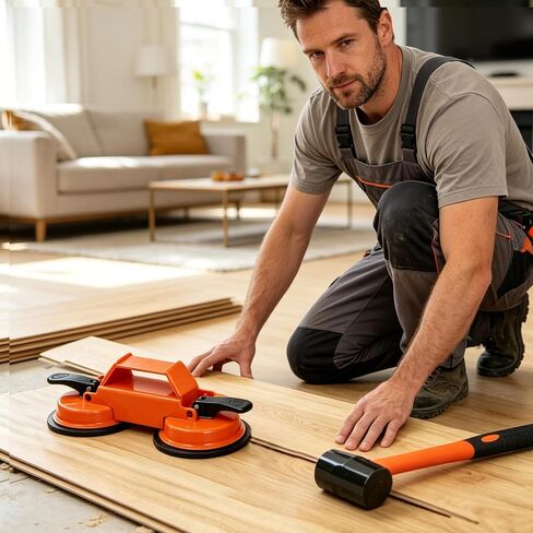 Floor Space Fixer Tool 45 Degree Striking Surface Floor Seam Fixer with Slot Cutter Hammer and 5pcs Sticky Pads Dual Enhanced Vacuum Suction Cup for Laminate Wood Tile Vinyl in Kuwait